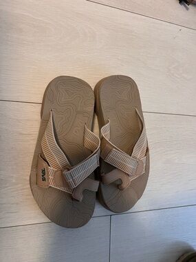 Teva Neutral Tan Striped Strap Flip Sandals